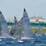 The 2.4mR fleet chases Dee Smith in USA-7. With his Around the Island Race win on Friday and 3 bullets today, Smith has sailed a perfect regatta to date.
